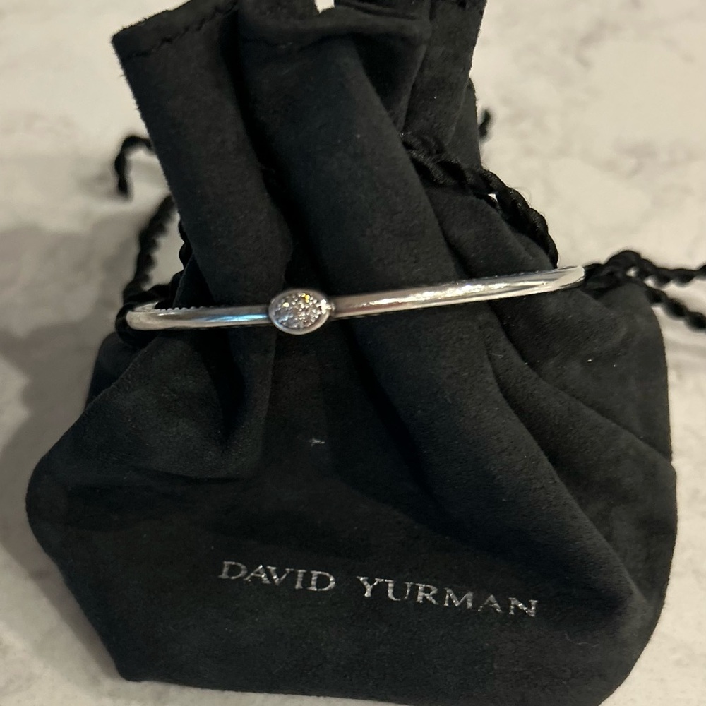 David Yurman Silver Bracelet with Diamond Detail - Picture 2 of 10